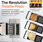 Revolution (Bundle) R180 Connect Touchscreen Smart Toaster + Toastie Press – Choose from 6 Bread Types, 7 Browning Levels, & Toastie Press Mode (Stainless Steel, 2-Slice)