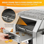 WICHEMI Commercial Toaster 300 Slices/Hour Commercial Conveyor Toaster Electric Stainless Steel Heavy Duty Toasters for Restaurant Bun Bagel Bread, 2200W