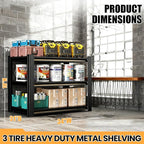 Heavy Duty Garage Shelving, Metal Storage Shelves, 3 Tier Adjustable Storage Shelves, Metel Shelving, Industrial Utility Rack for Garage, Warehouse, Workshop,31.5" H×34" W×18" D