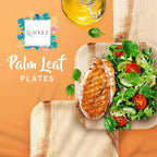100% Natural 8 Inch Square Palm Leaf 50 Plates + 100 Cutlery (50 Forks & 50 Knives), Biodegradable Dinnerware for Catering, Birthdays, Halloween, BBQs, Alternative to Paper & Bamboo Plates Disposable