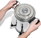 HomeCraft 45-Cup Coffee Urn and Hot Beverage Dispenser with Double Dripless Faucet, Quick-Brewing, Stainless Steel