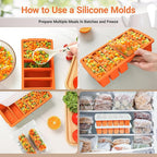 1/2 Cup Silicone Freezer Molds with Lid, 2-Pack Silicone Freezer Trays for Soup, Sauce & Broth – Meal Prep Containers, Large Ice Cube Tray, Oven & Dishwasher Safe