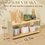 2Tier Matcha Whisk Set Organizer Station - Aesthetics Pine Wood Coffee Bar Accessories Station Organizer