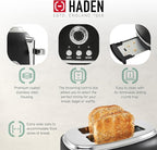 Haden Heritage 2 Slice Wide Slot Stainless Steel Toaster Bundled with 1.7 Liter Stainless Steel Electric Water Kettle, Black & Chrome