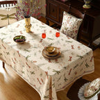 ISAENNE Designer Floral Linen Extra Long Rectangle Table Cloth,French Off White Elegant Tablecloth,Washable Home Decor Tablecloths for Dining Thanksgiving Kitchen Christmas,67"*118"-Grace B