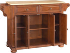 Crosley Furniture Alexandria Wood Top Rolling Kitchen Island Storage Cart, Microwave Stand, Spice Rack, Cherry