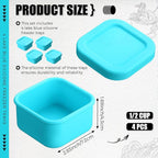 Nuogo 4 Pcs 1/2 Cup Silicone Freezer Trays with Lid Soup Freezer Containers Reusable Silicone Molds Rectangle Freezing Containers Freezing Ice Trays for Soups Sauces Stews Curries, Lake Blue