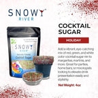 Snowy River Holiday, Cocktail & Margarita Sugar Rimmer - Vibrant Naturally Colored Sugar for Cocktail Rimming, Baking & Decorating, Medium Crystal - 4oz
