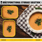 Nuogo 4 Pcs 6 Cup Silicone Freezer Trays with Lid Soup Containers Reusable Freezer Silicone Molds Rectangle Containers Ice Trays for Soups Sauces Stews Curries, Yellow