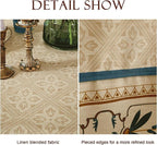 patdrea Designer French Rectangular Tablecloth,Beige Anti-Wrinkle Durable Floral Farmhouse Table Cloth,Decor Tables Covers for Kitchen Dining,Tea Party,Christmas,Thanksgiving,55"x87"-Fram