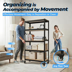 HOMEDANT House 5-Tier Metal Rolling Cart Shelf Rack Casters Heavy Duty Wheel Shelving Unit Adjustable Utility Storage Shelves Organizer Shelf Kitchen Garage 36.2" W x 16.5" D x 69.5" H 10Pack