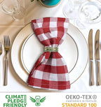 Urban Villa Cloth Dinner Napkins Set of 12 100% Cotton Red White Checks Highly Absorbent Washable Reusable Durable Ideal for Home Farmhouse Party Wedding Everyday Use