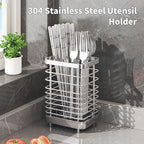 Kitchen Utensil Drying Rack,304 Stainless Steel Chopsticks Spoon Fork Knife Drainer Basket Flatware Storage Drainer, Dish Drainer for Kitchen Counter