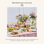 MACKENZIE-CHILDS Enamel Pedestal Platter, Round Cake Stand, Small, Gray-and-White Sterling Check