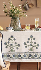 patdrea Designer Linen Vintage Long Blue Rectangle Tablecloth,Leaves Pattern Anti-Wrinkle Floral Table Cloth,Table Cover Cloth Decor for Kitchen Dining,Christmas,Thanksgiving,Party,63"x94"-Ivar B