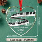 Customized Year Text & Name Keyboard Musical Glass Ornament, Personalized Keyboard Player Christmas Ornaments Gift for Husband Wife Brother Sister Dad Mom, Unique Keyboards Glass Christmas Ornament