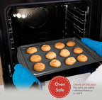 Perlli Cookie Sheets for Baking Non Stick Oven Pan Tray Baking Sheet 3-Piece Set (Small, Medium & Large) Carbon Steel BPA Free Cooking and Baking Trays for Cakes and Cookies