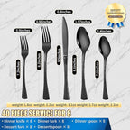 Lemeya Hammered Black Silverware Set for 8,Stainless Steel 40-Piece Modern Cutlery Set,Mirror Polished Heavy Duty Flatware Set Utensil Set,Knives Spoons and Forks Set,Dishwasher Safe