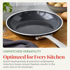 Orfeo 8” Nonstick Frying Pan Skillet, Made in Italy, Diamond Ceramic PFAS-Free Cookware, Induction Ready, Scratch Resistant, Laser-Fused Surface for Durability, Dishwasher Safe, Black