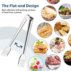 8 Pack 7 Inch Serving Tongs, Kitchen Tongs, Buffet Tongs, Stainless Steel Food Tong Serving Tong