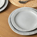 Stone Lain Oasis 12-Piece Dinnerware Set Stoneware, Dishwasher and Microwave Safe Plates and Bowls Set, Dish Set for 4, Grey Blue