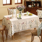 ISAENNE Designer Off White Linen Square Tablecloth,Floral Elegant Table Cloth,Stain Resistant Vintage Decor Tablecloths for Dining Thanksgiving Kitchen Christmas Party,67"*67"-Serenity G