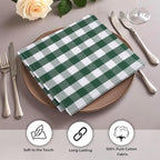 Urban Villa Cotton Dinner Napkins Set of 12, Highly Absorbent Soft Premium Cloth Napkins 20x20 Inches, Hotel Quality Reusable & Washable Table DinnerNapkins for Home -(Hunter/White, Buffalo Checked)