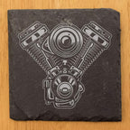 Rev Up Your Ride: V-Twin Engine Coasters for Bikers - Square Slate - Set of 8