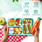 Bento Lunch Box - 4 Pack, 4-Compartment Meal Prep Containers, Adult Lunch Box, Microwave & Dishwasher Safe (Dark-PP(B/P/G/P))