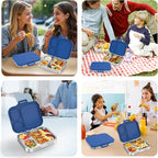 Stainless Steel Bento Lunch Box for Kids | 3-Compartment Lunch Box Container Kids | 100% Leakproof, Eco-Friendly, Perfect Portion Control for Kids&Adult Healthy Meals (Blue)