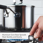 KitchenAid Stainless Steel Induction Saucepan with Lid, 3 Quart - Brushed Stainless Steel