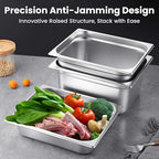 1/4 Hotel Pans 6 Inch Deep Stainless Steel Food Pan - Anti-Jam 6 Pack Steam Table Pan Set for Catering, Buffet Use, Kitchen Prep