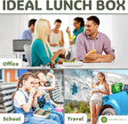 Everusely - Bento Box - Sage, 60oz / 1.8 L - Stainless Steel Lunch Box with Leakproof Condiment Container - 3 Compartment Snack Organizer for On the Go Meals - Freezer & Dishwasher Safe