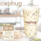 100 Pack 16 oz Coffee Cups,Disposable Hot Drink Paper Cups with Lids & Sleeves - 16 Ounce Party Cups Perfect for Hot Beverages, Party, Office, and Home Use