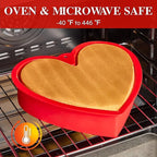 10 Inch Heart Shaped Cake Pans, 2 Pack Nonstick Silicone Heart Baking Molds for Cakes, Cheesecakes and Brownies (Red)
