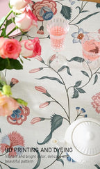 ISAENNE Designer Chinoiserie Linen Floral Extra Long Tablecloth Rectangle,White Wrinkle Resistant Table Cloth,Elegant Decor Tablecloths for Dining Thanksgiving Kitchen Party,67"*118"-Daffy