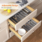 Lifewit Silverware Drawer Organizer and Utensil Organizer Set, Expandable Cooking Cutlery Tray for Kitchen, Adjustable Plastic Flatware Holder Storage Divider for Spoons Forks Knives, Large, Gray