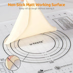 U-Taste Liquid Silicone Pastry Mat: 16"x20" Food-Grade Non-Stick Dough Rolling Baking Sheet, Non Slip for Kneading Prep Pizza, Fondant, Pie Crust with Clear Measurement and Raised Edges (Transparent)