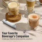 Zulay Kitchen FrothMate Powerful Milk Frother Portable & Compact Handheld Foam Maker Lattes, Cappuccinos (Blizzard White, Froth N Go)