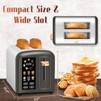SEEDEEM Toaster 2 Slice with Touch Screen, Faster Heating Speed, 7 Shade Setting, 6 Bread Type, 1.5”Wide Slots Toaster, Removable Crumb Tray, 1350W, Dark Metallic