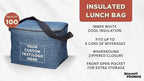 Custom Insulated Cooler Lunch Bag Set of 100, Personalized Bulk Pack - Perfect for Work, Travel, Outdoor Events - Blue