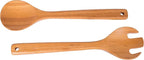 BIRDROCK HOME Bamboo Salad Servers 2-Piece Set - Bamboo Spoon & Fork Set - Salad Utensils for Cooking and Serving - Ideal Salad Spoons for Tossing & Mixing - Durable Serveware for Kitchen & Dining