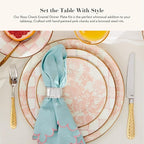 MACKENZIE-CHILDS Enamel Dinner Plate, Decorative Dinnerware Plate, 10 Inches, Set of 4, Pink-and-White Rosy Check