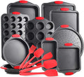 Eatex Nonstick Bakeware Set, 15-Piece with Muffin Pan, Cake Pan & Cookie Sheets for Baking, Steel Baking Sheets for Oven with Kitchen Utensils - Black