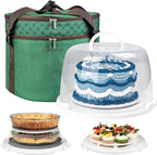 TMRIOPELP Tall Cake Carrier with Lid and Handle Insulated Cake Container Cake Transport Carrier Ideal for Pies Cupcakes and Pastries Perfect for Safe and Secure Cake Delivery (Green, 12 inch)