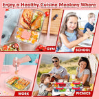 VERONES 5 Pack Glass Meal Prep Containers 3 Compartment Set, 36OZ Airtight Glass Lunch Containers, Glass Food Storage Containers with Lids, for Microwave, Oven, Freezer & Dishwasher Friendly,Red