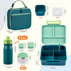 Bento Lunch Box for Kids with 8oz Soup Thermo, Leak-proof Lunch Food Containers with 5 Compartment, Insulated Lunch Bag & 17oz Stainless Steel Water Bottle for School, Trvael
