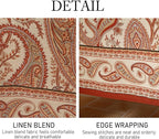 ISAENNE Designer French Red Square Tablecloth,Fall Linen Table Cloth with Cashew Pattern,Stain Proof Decor Tablecloths for Dining Thanksgiving Kitchen Christmas,67"*67"-Chauffrey D