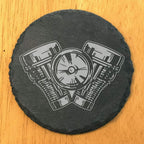 Power & Protection: V-Twin Engine Coasters for Your Ride - Round Slate - Set of 5