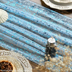 Artoid Mode 3PCS Light Blue Gauze Table Runner 120 Inch 10FT, Glitter Metallic Foil Sheer Dining Wedding Anniversary Holiday Table Decor for Home Party